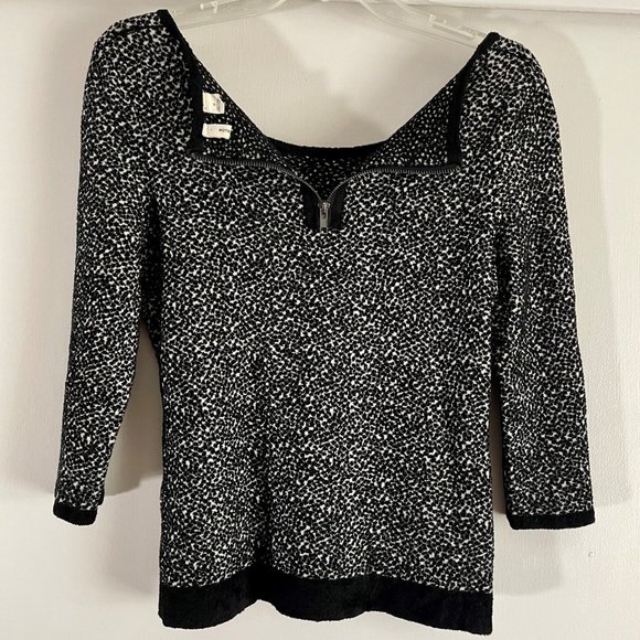 Anthropologie Moth Lana Black/White Textured Chenille Scoop Pullover Sweater M - Picture 12 of 13